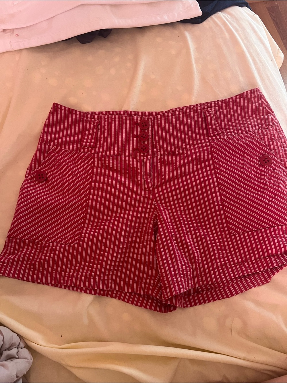 Michael Kors Red Pinstripe Jean Shorts